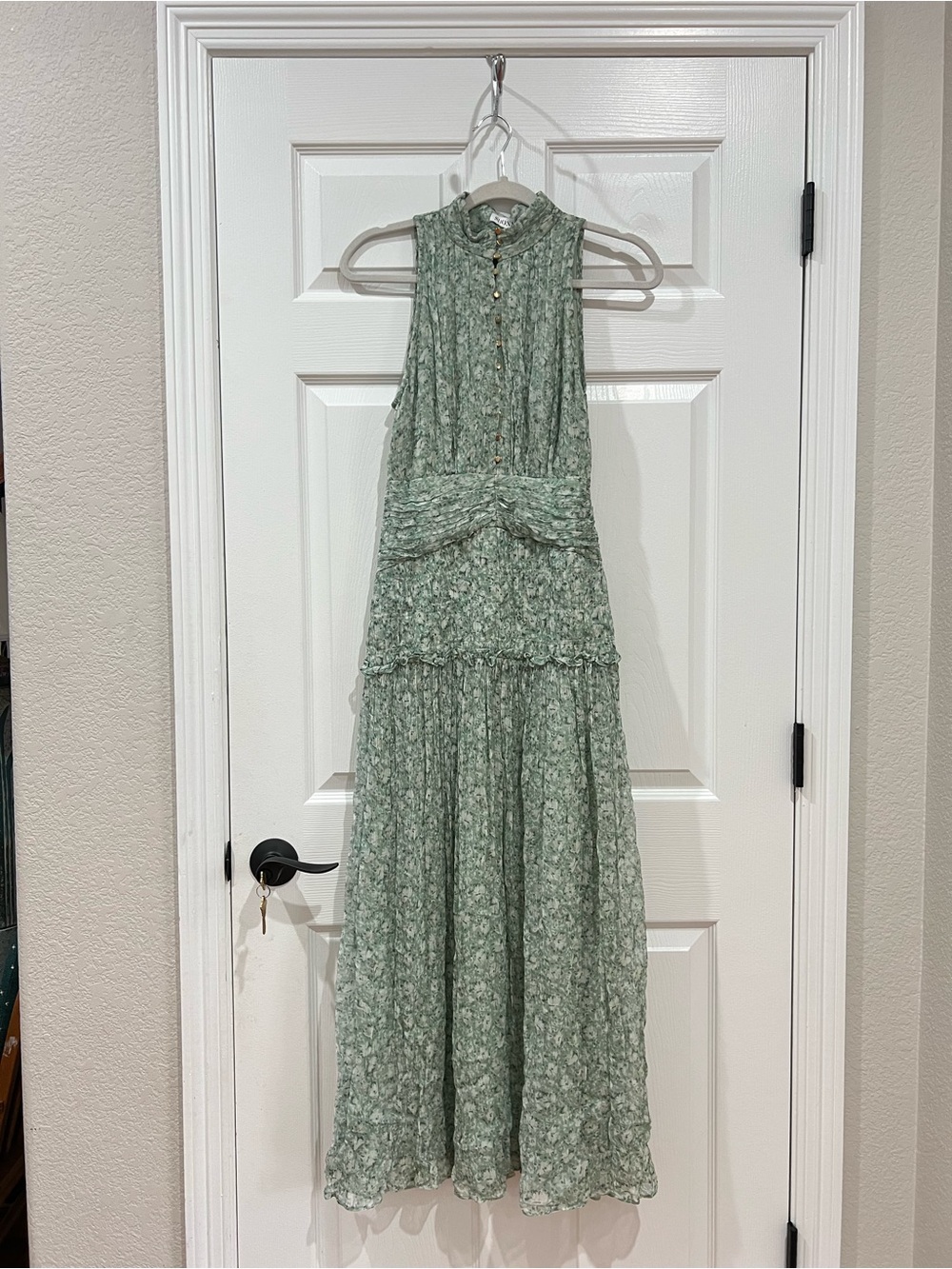 Shona Joy Aurore Sleeveless Button Up Midi Dress Thyme Multi Floral Size 2 NEW